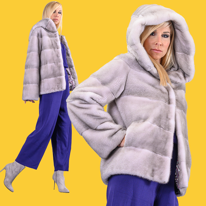 Жакет из норки с капюшоном